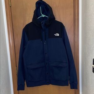The North Face Men's Black and Blue Hooded Performance Jacket, size XL
